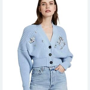 No. 21 Light Blue Embellished Cardigan